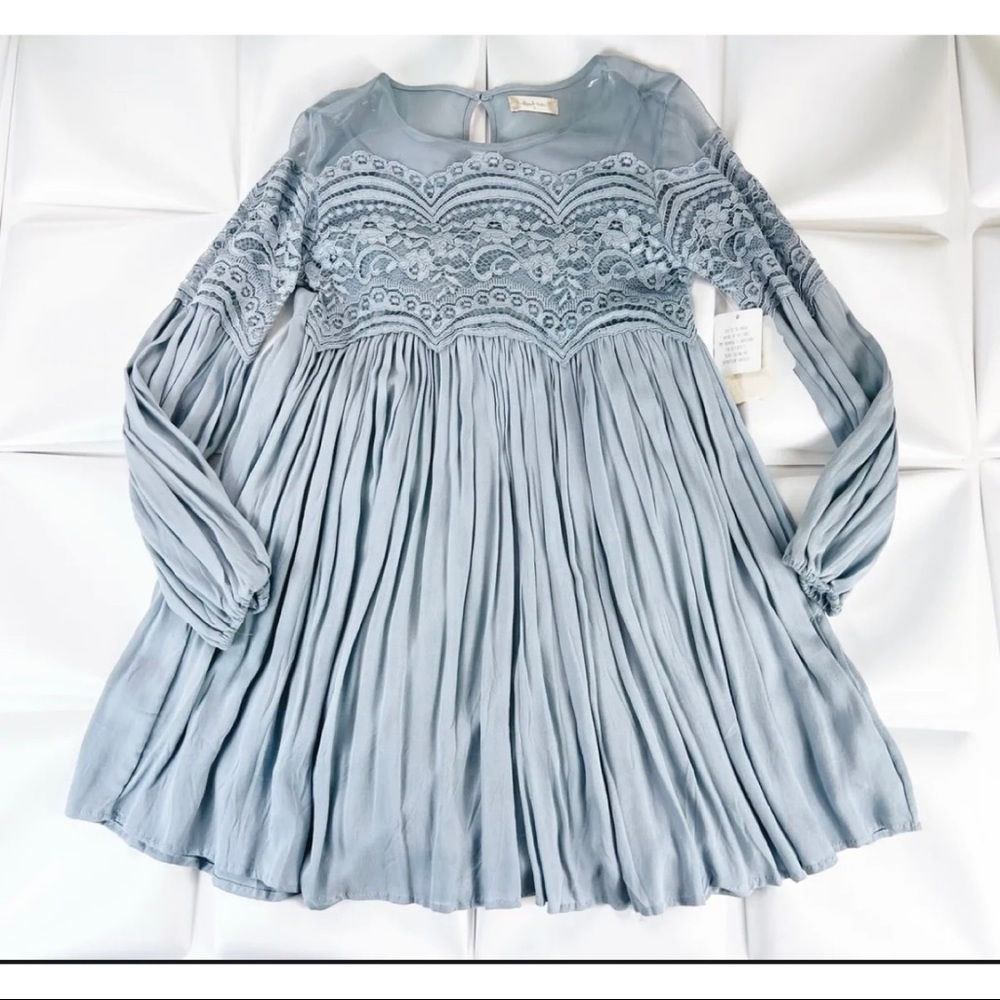 Altar'd State Sz S Blue Scalloped Lace Fit and Flare Mini Swing Dress Lined
